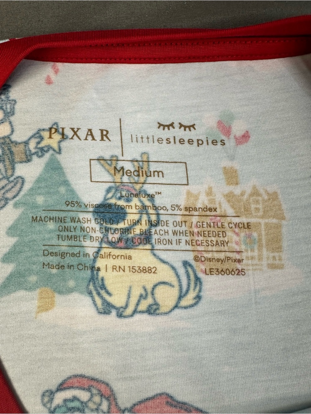 Little Sleepies Disney Pixar Christmas Village Pajama Top Lunaluxe Size Medium - Picture 5 of 7